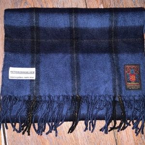PETERBOROUGH ROW 100% cashmere blue plaid scarf/11.5”x 51”